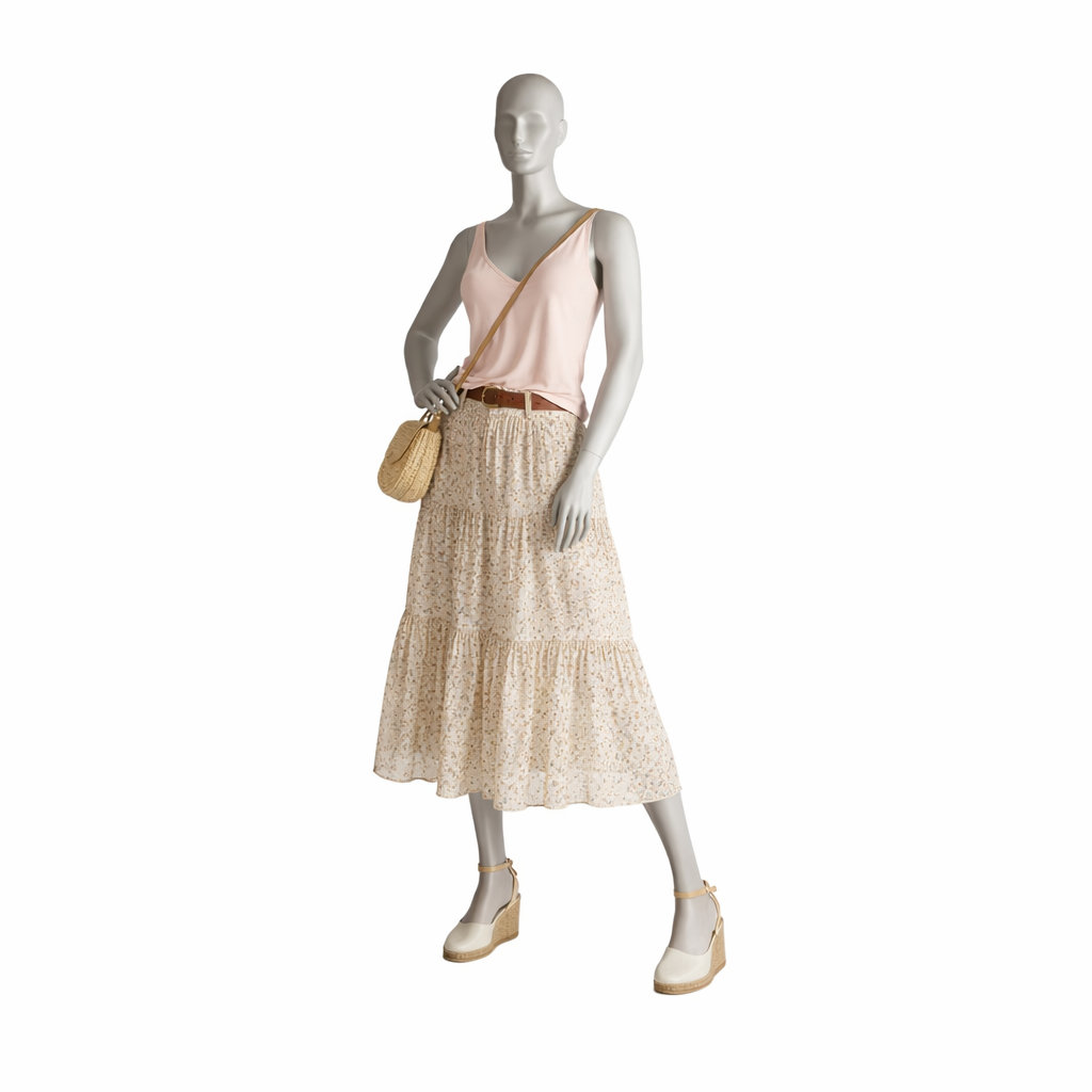 Mannequin femme stylisé avec main sur la hanche