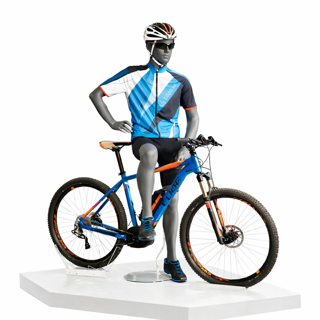 Mannequin homme cycliste tête abstraite
