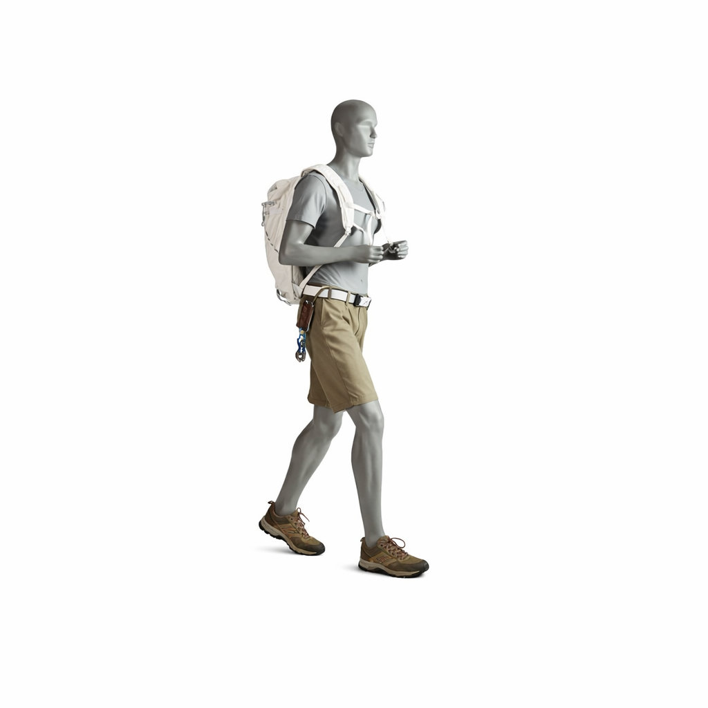 Mannequin femme randonneur tête abstraite