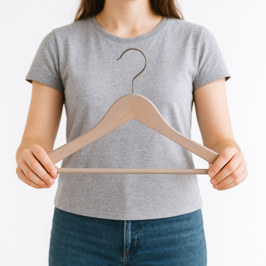 Cintre en bois avec barre Cintre en bois avec barre