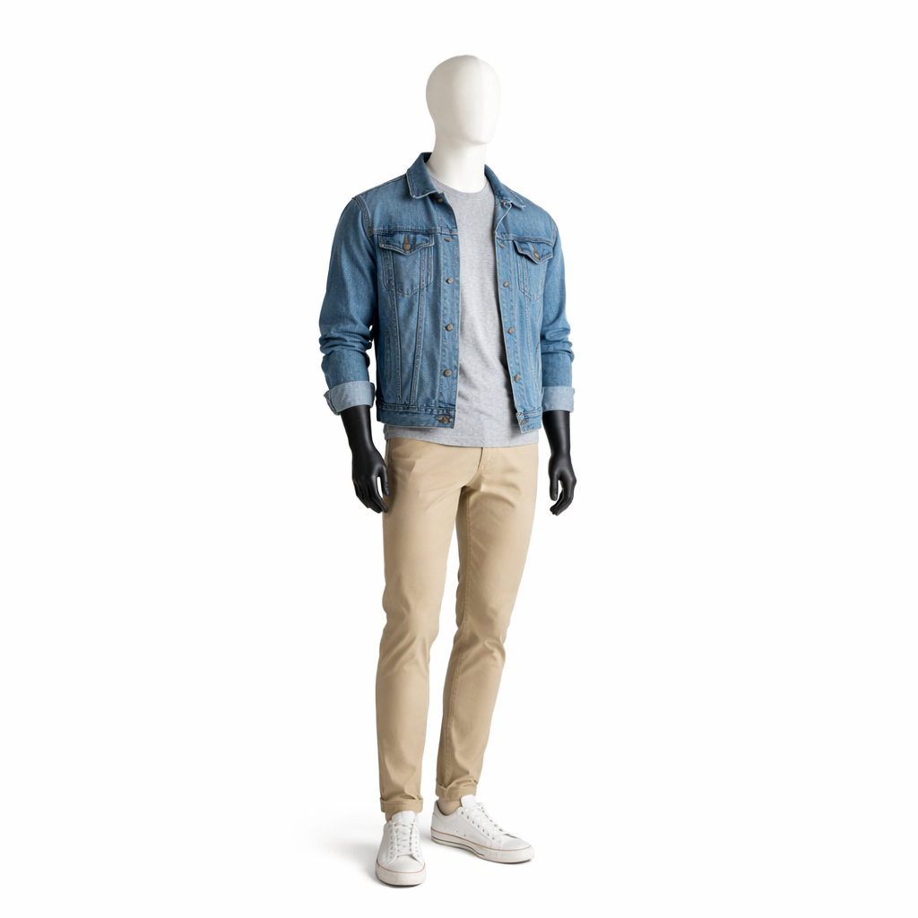 Mannequin homme avec buste recouvert de tissu blanc