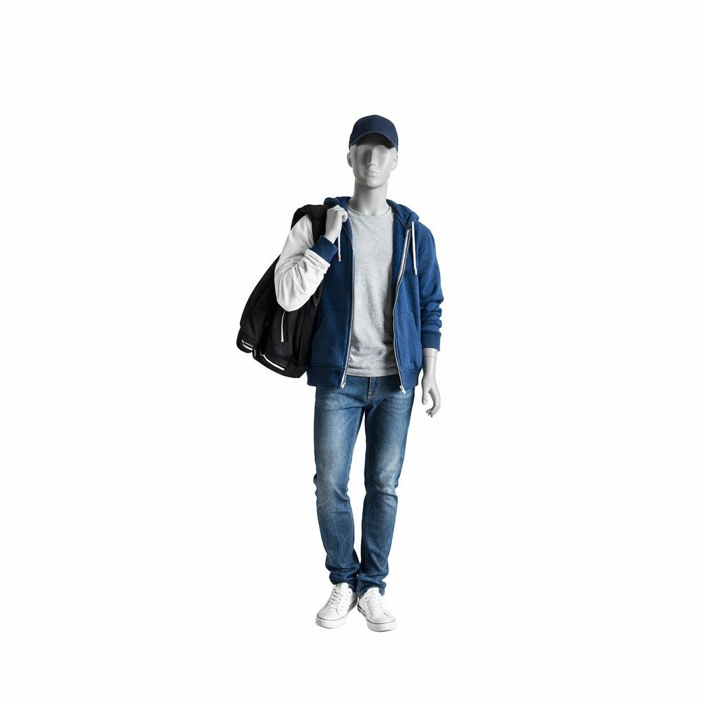 Mannequin garçon moderne avec tête abstraite, 12 ans