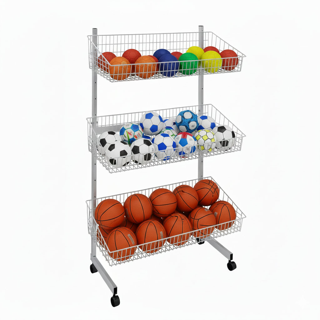 Présentoir 3 paniers avec roulettes, l 90 cm