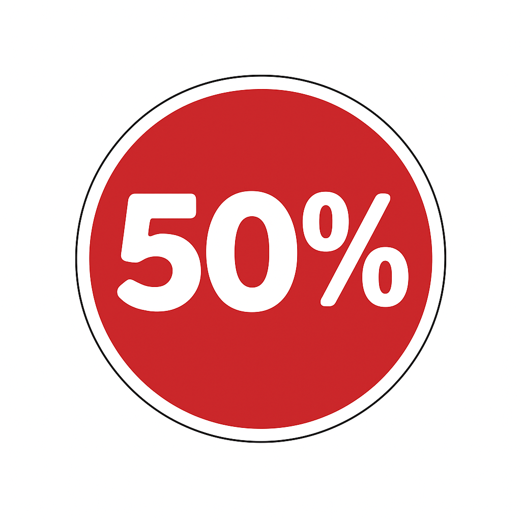 Autocollant remise '50%', Ø 33 cm