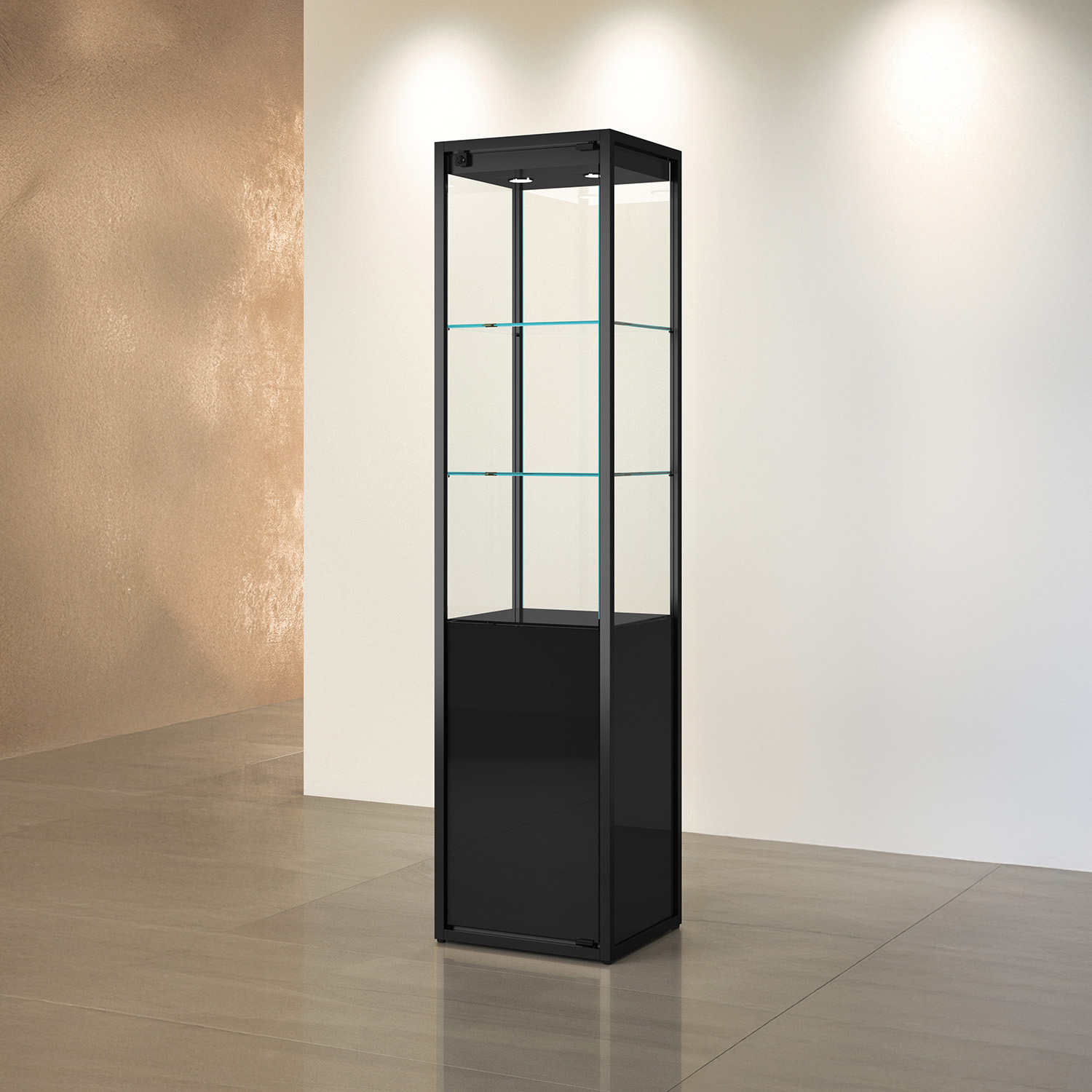 Vitrine sur pied métallique, LED