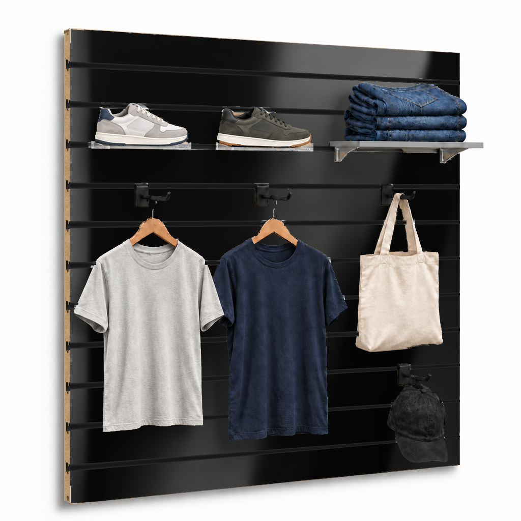 Panneau rainuré Spacewall Noir (brillant)