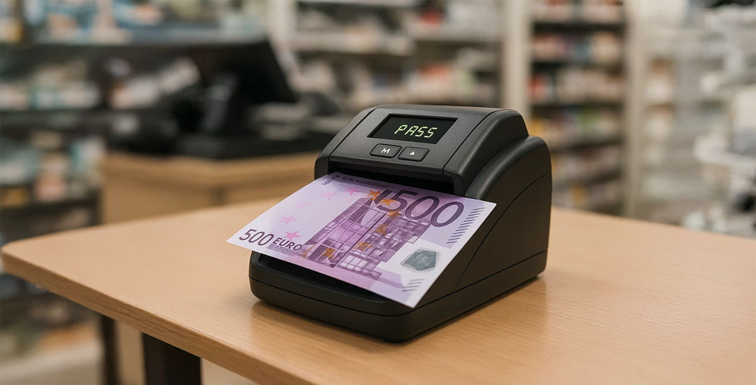 Vérifier l’authenticité d’un billet de 500 € avec un détecteur