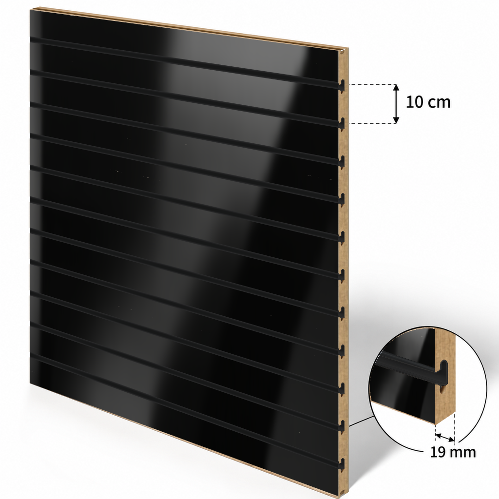 Panneau rainuré Spacewall Noir (brillant)