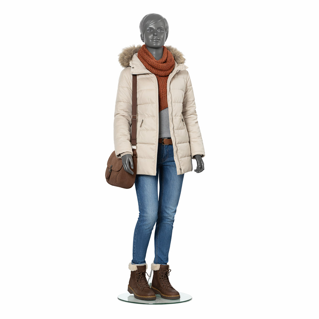 Mannequin fille moderne, bras tendus