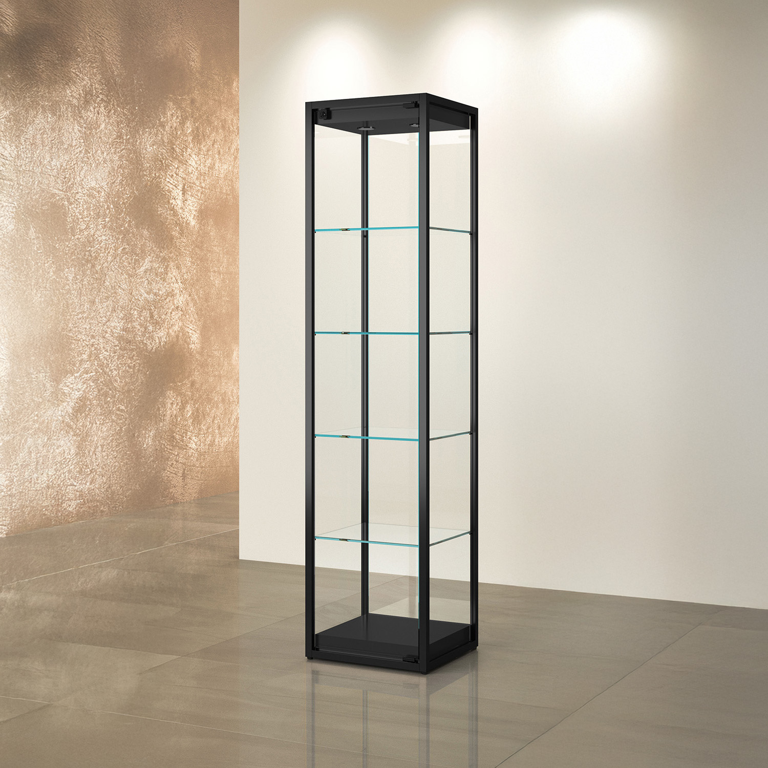 Vitrine sur pied métallique, LED