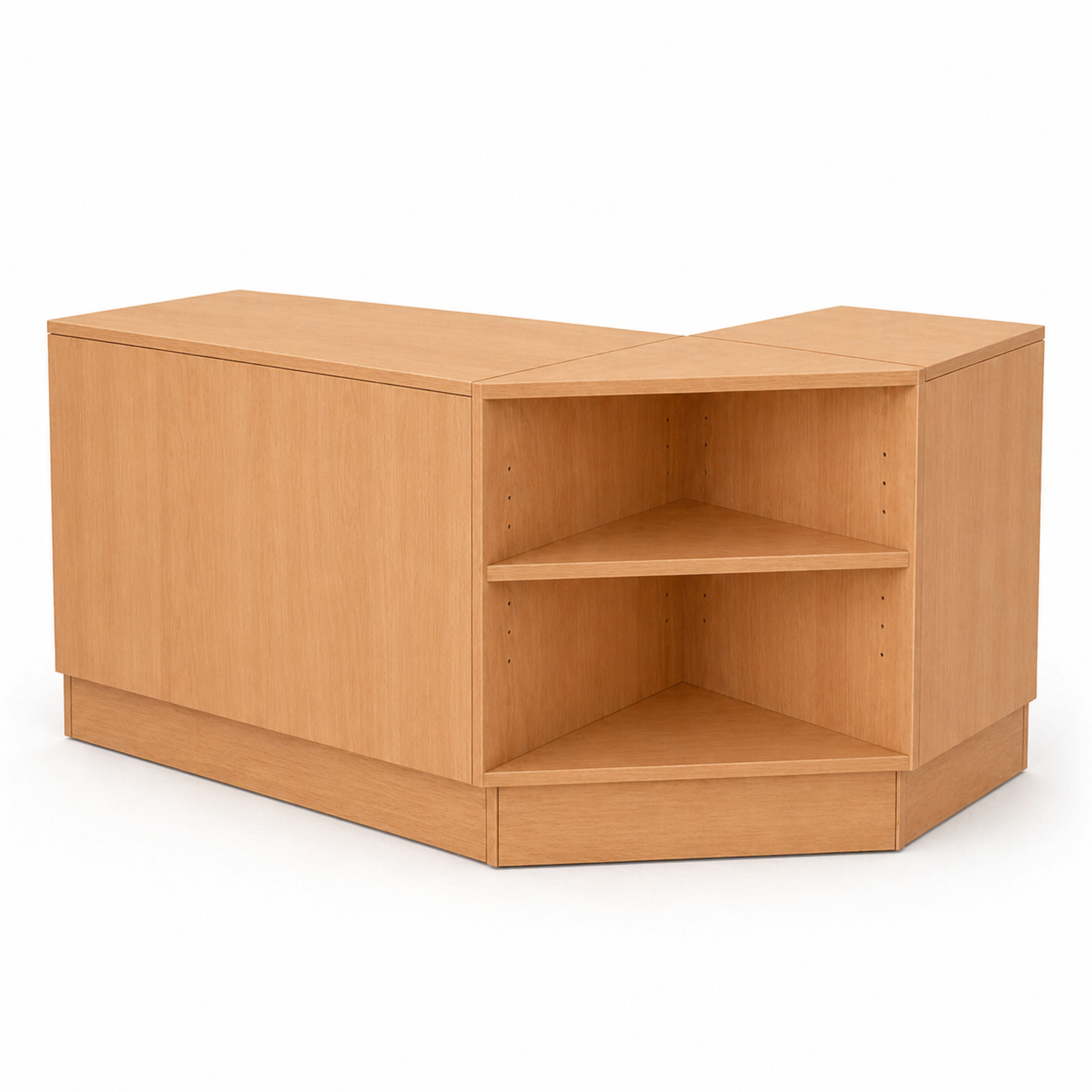 Comptoir, angle ouvert, décor hêtre
