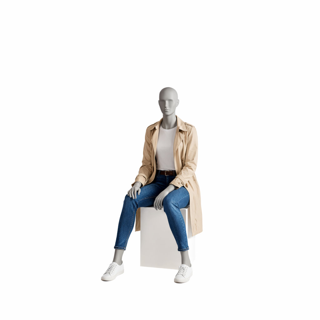 Mannequin femme sport assis