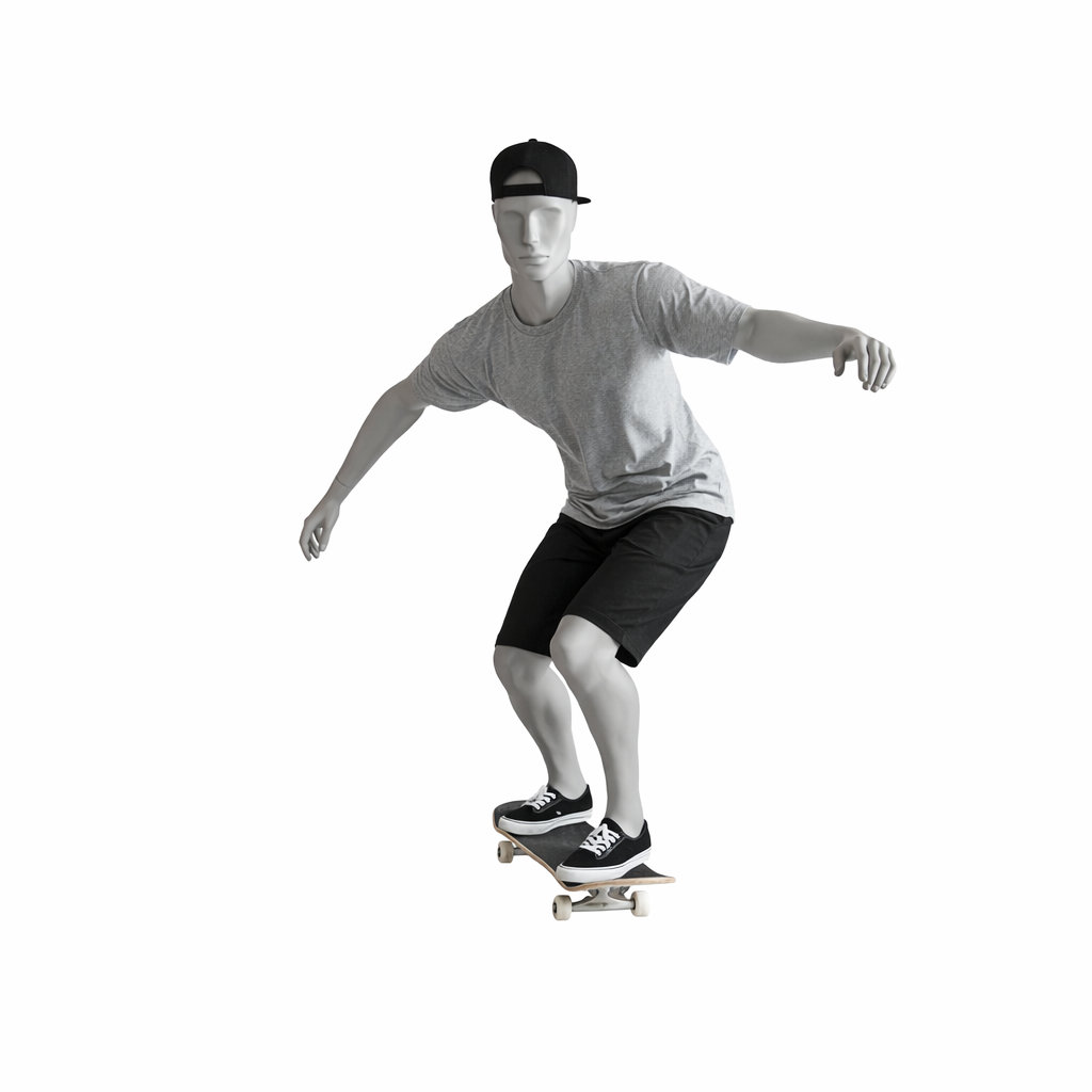 Mannequin homme sport surf tête abstraite