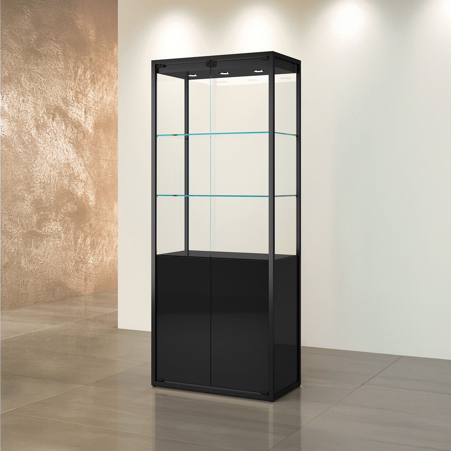 Vitrine sur pied métallique, LED