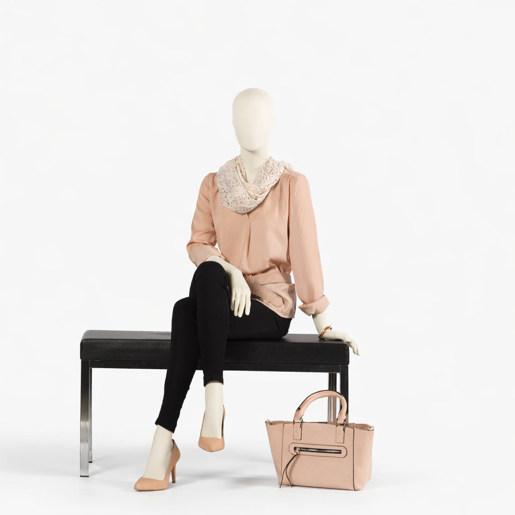 Mannequin femme assise tête abstraite  "VEGAS blanc"