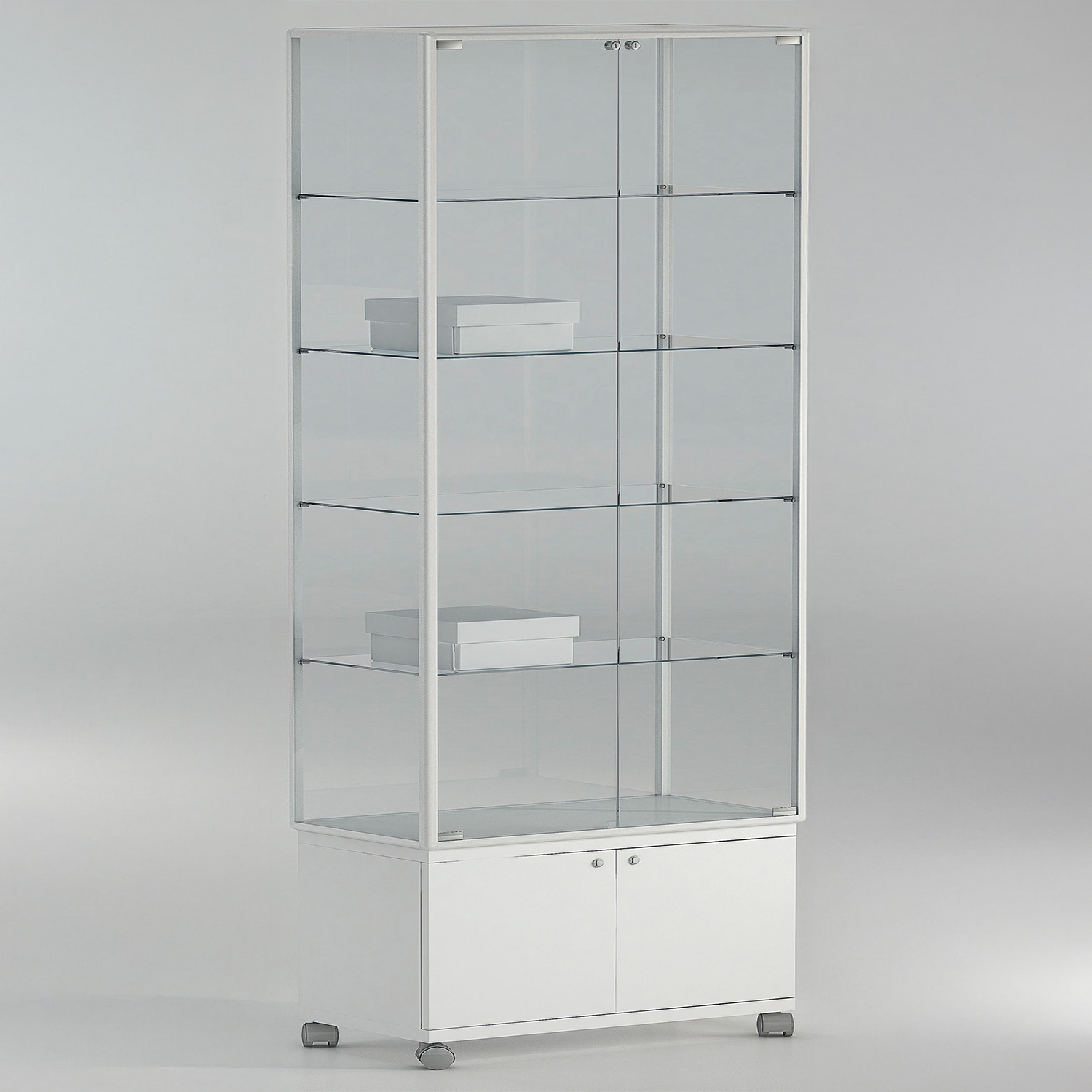 Vitrine 5 étages avec meuble et roulettes