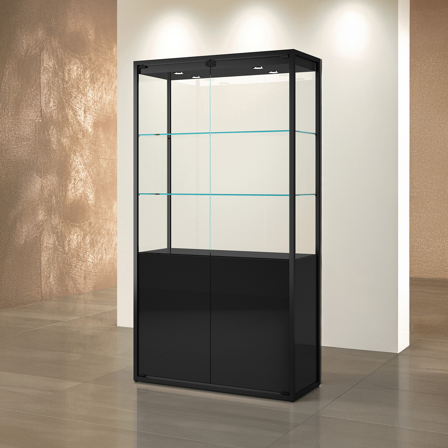 Vitrine sur pied métallique, LED