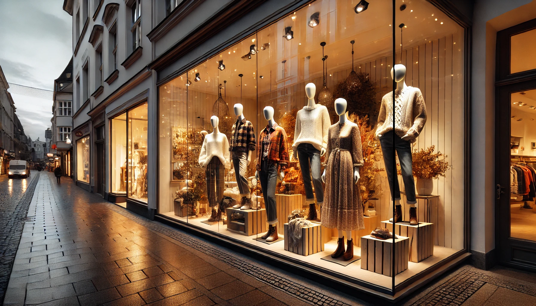 Décoration de vitrine d’une boutique de mode
