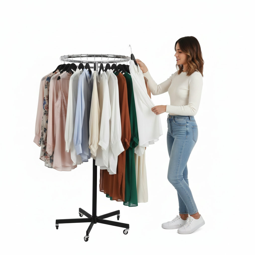 Penderie ronde sur roulettes